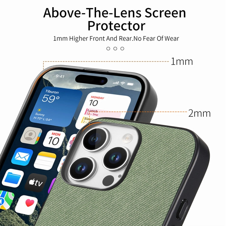 For iPhone 16 Pro Twill Fabric Leather Skin Back Phone Case