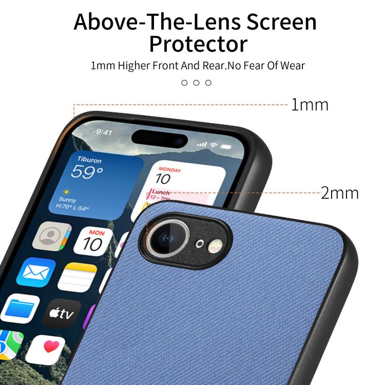 For iPhone 17e / 16e Twill Fabric Leather Skin Back Phone Case