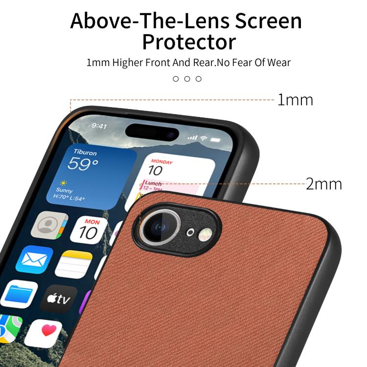 For iPhone 17e / 16e Twill Fabric Leather Skin Back Phone Case