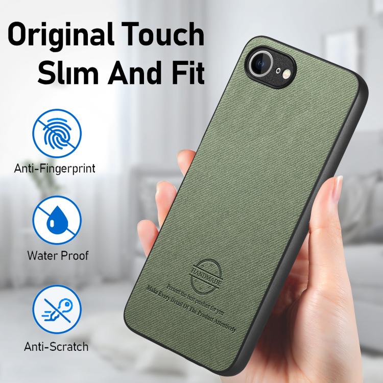 For iPhone 17e / 16e Twill Fabric Leather Skin Back Phone Case