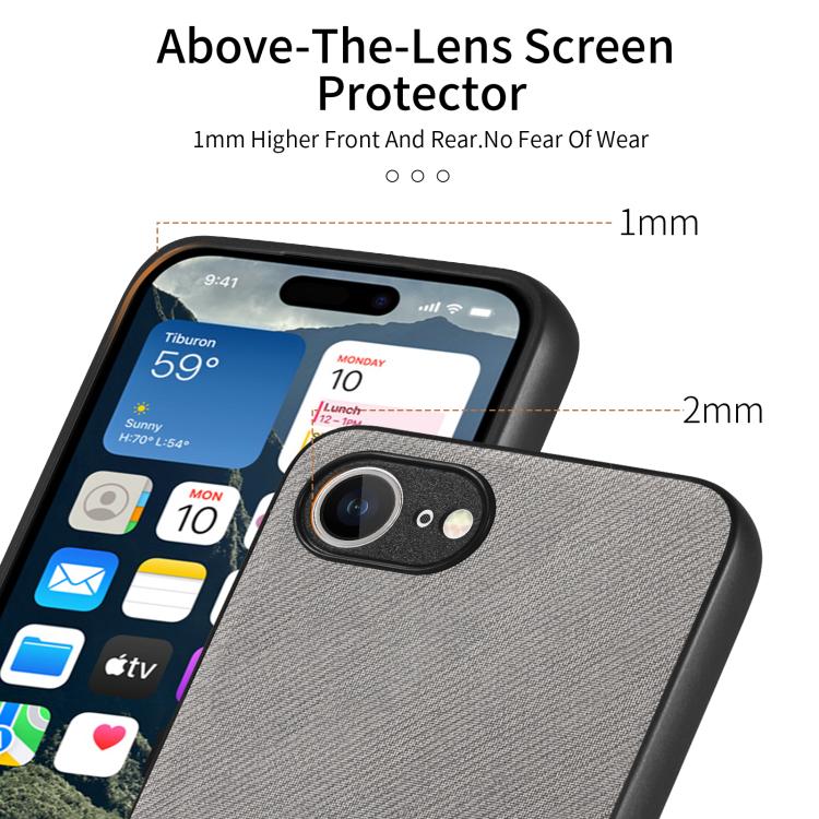For iPhone 17e / 16e Twill Fabric Leather Skin Back Phone Case