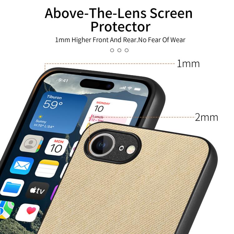 For iPhone 17e / 16e Twill Fabric Leather Skin Back Phone Case