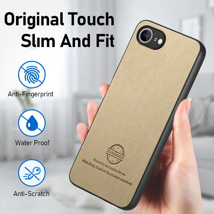 For iPhone 17e / 16e Twill Fabric Leather Skin Back Phone Case