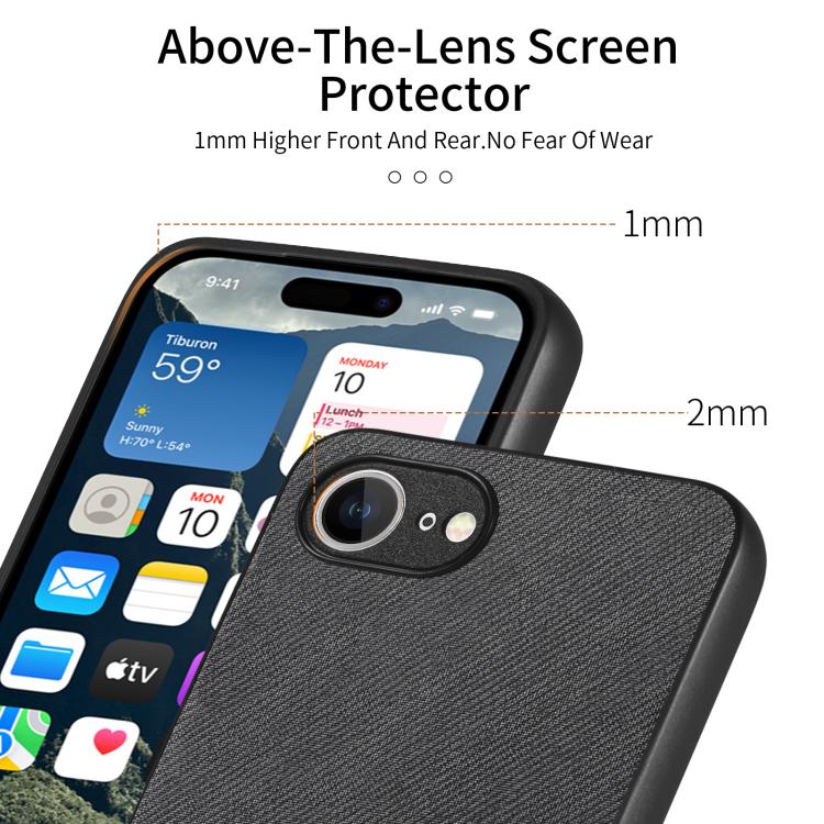 For iPhone 17e / 16e Twill Fabric Leather Skin Back Phone Case
