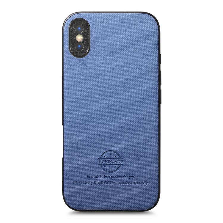 For iPhone X / XS Twill Fabric Leather Skin Back Phone Case