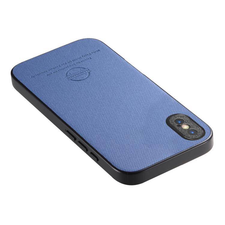 For iPhone X / XS Twill Fabric Leather Skin Back Phone Case