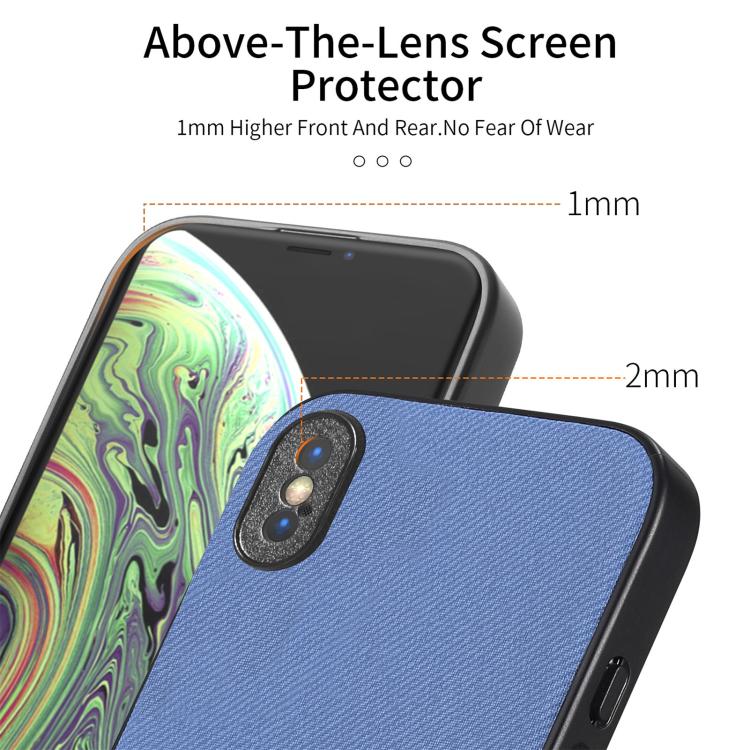 For iPhone X / XS Twill Fabric Leather Skin Back Phone Case