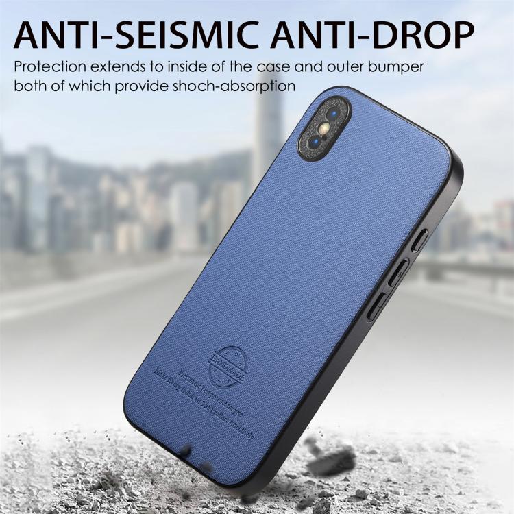 For iPhone X / XS Twill Fabric Leather Skin Back Phone Case