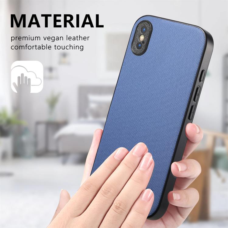 For iPhone X / XS Twill Fabric Leather Skin Back Phone Case