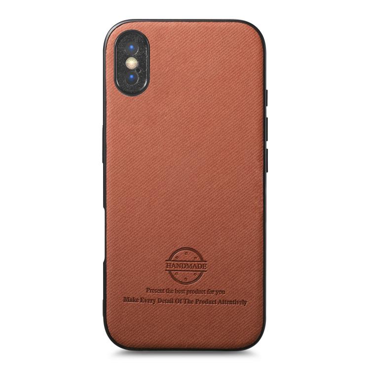 For iPhone X / XS Twill Fabric Leather Skin Back Phone Case