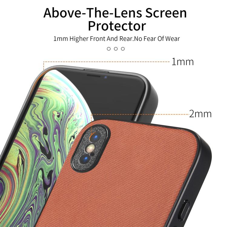 For iPhone X / XS Twill Fabric Leather Skin Back Phone Case