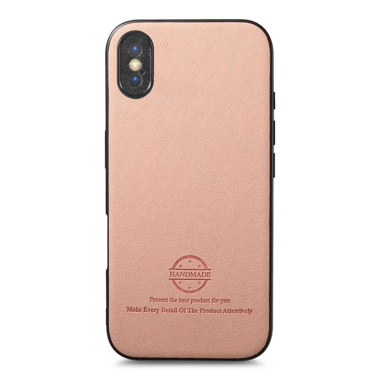 For iPhone X / XS Twill Fabric Leather Skin Back Phone Case