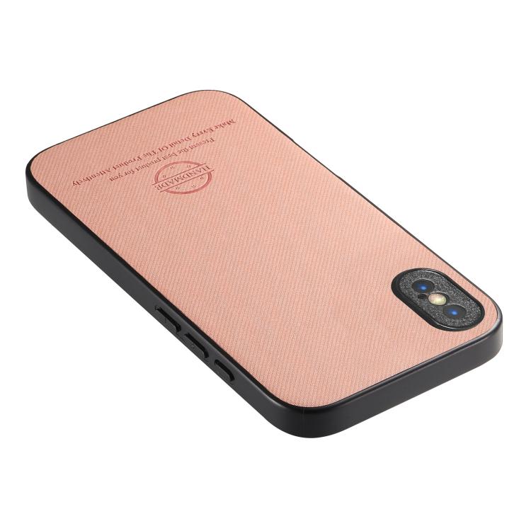 For iPhone X / XS Twill Fabric Leather Skin Back Phone Case