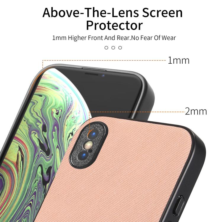 For iPhone X / XS Twill Fabric Leather Skin Back Phone Case