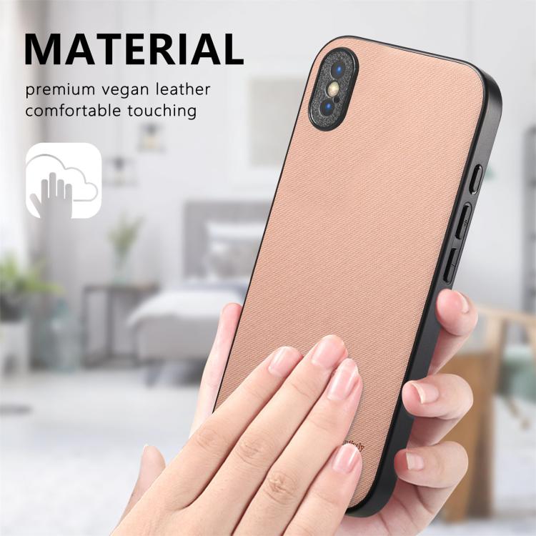 For iPhone X / XS Twill Fabric Leather Skin Back Phone Case
