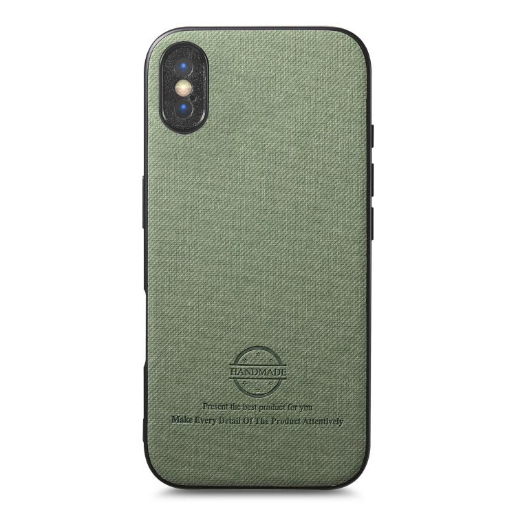 For iPhone X / XS Twill Fabric Leather Skin Back Phone Case