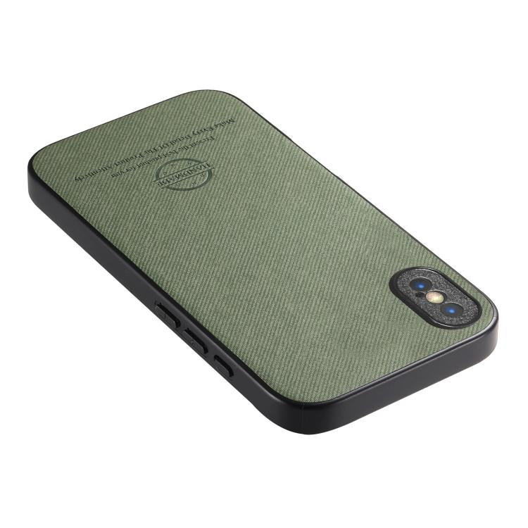 For iPhone X / XS Twill Fabric Leather Skin Back Phone Case