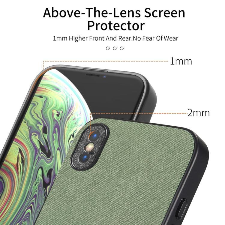 For iPhone X / XS Twill Fabric Leather Skin Back Phone Case