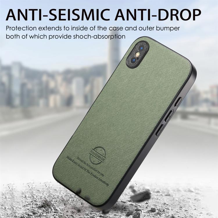 For iPhone X / XS Twill Fabric Leather Skin Back Phone Case