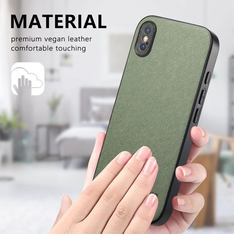 For iPhone X / XS Twill Fabric Leather Skin Back Phone Case