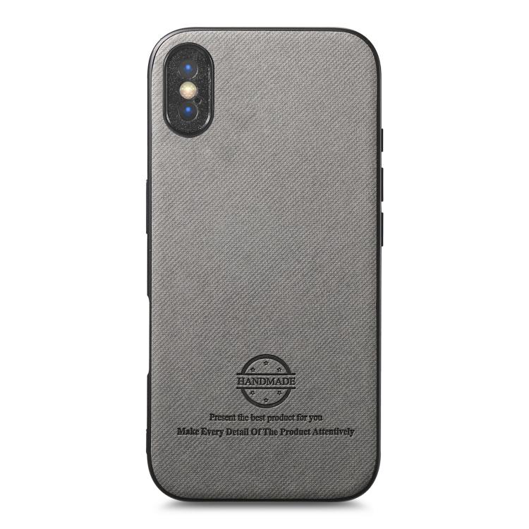 For iPhone X / XS Twill Fabric Leather Skin Back Phone Case