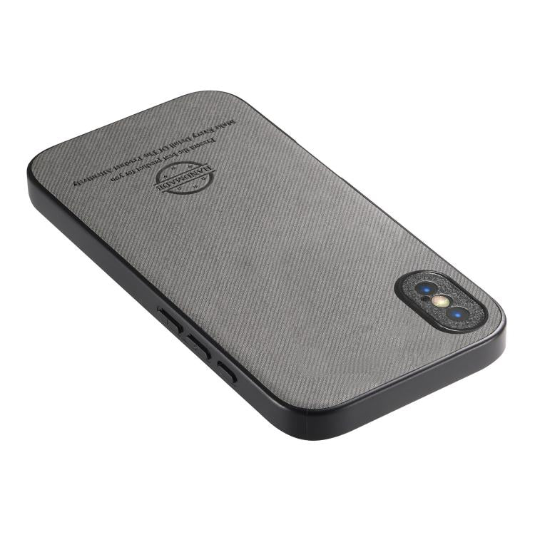 For iPhone X / XS Twill Fabric Leather Skin Back Phone Case