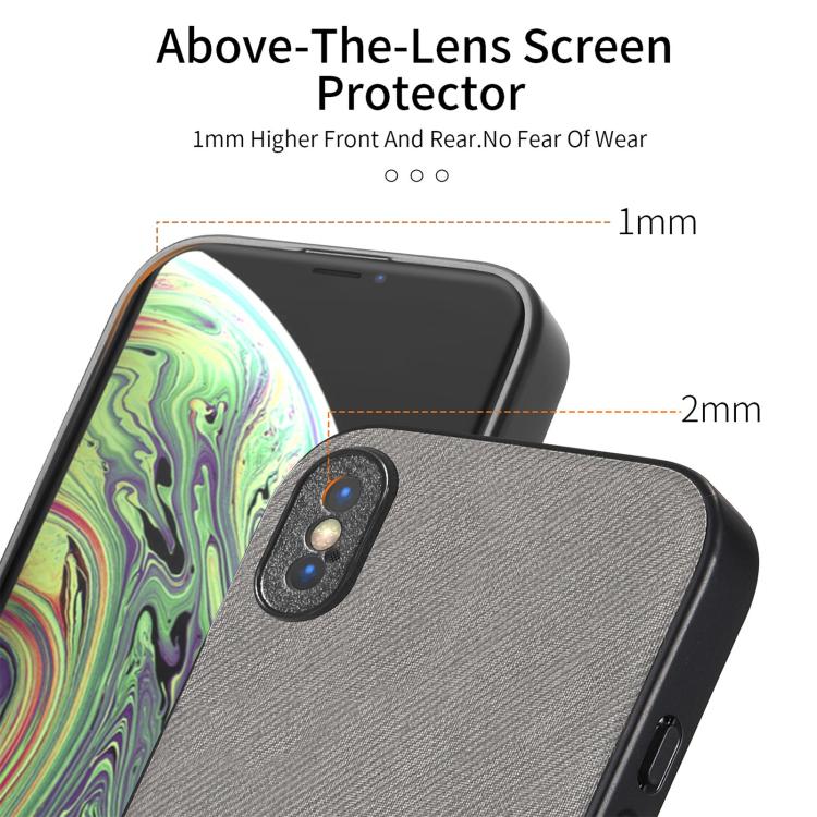 For iPhone X / XS Twill Fabric Leather Skin Back Phone Case