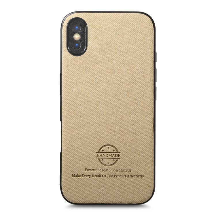 For iPhone X / XS Twill Fabric Leather Skin Back Phone Case