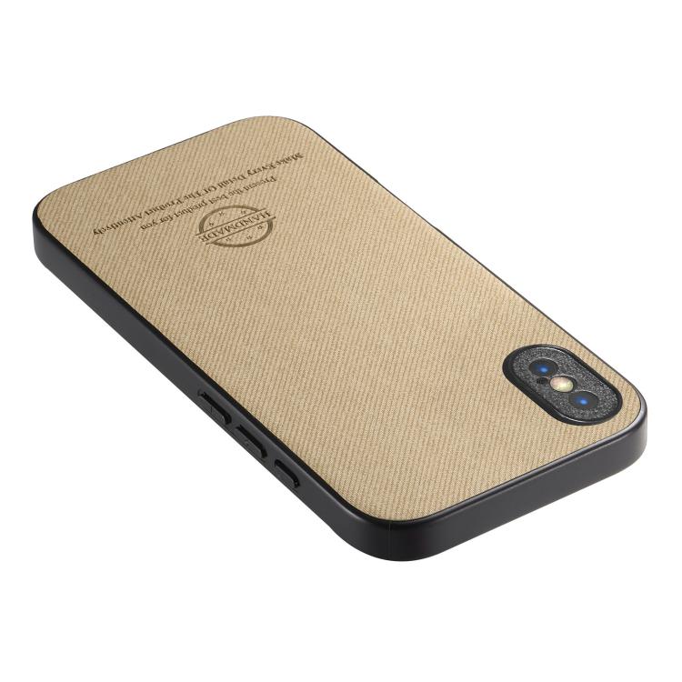 For iPhone X / XS Twill Fabric Leather Skin Back Phone Case