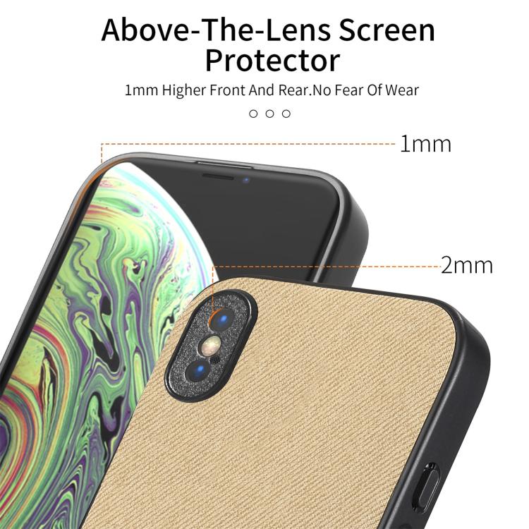 For iPhone X / XS Twill Fabric Leather Skin Back Phone Case