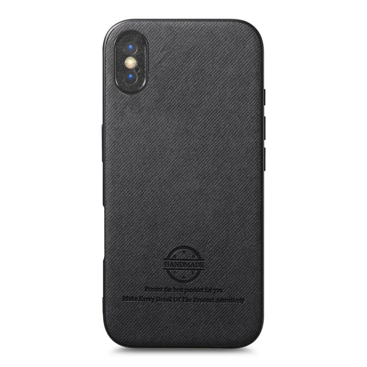 For iPhone X / XS Twill Fabric Leather Skin Back Phone Case