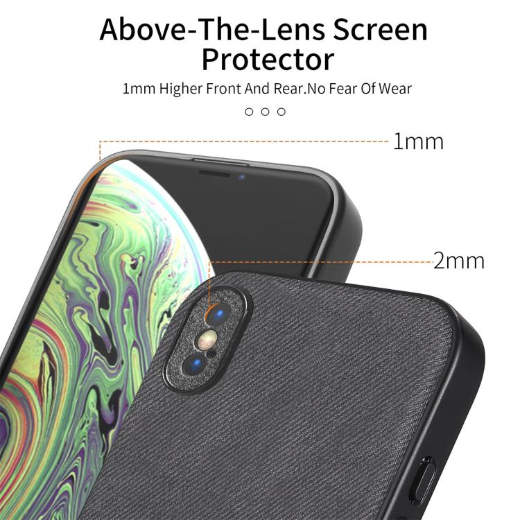 For iPhone X / XS Twill Fabric Leather Skin Back Phone Case
