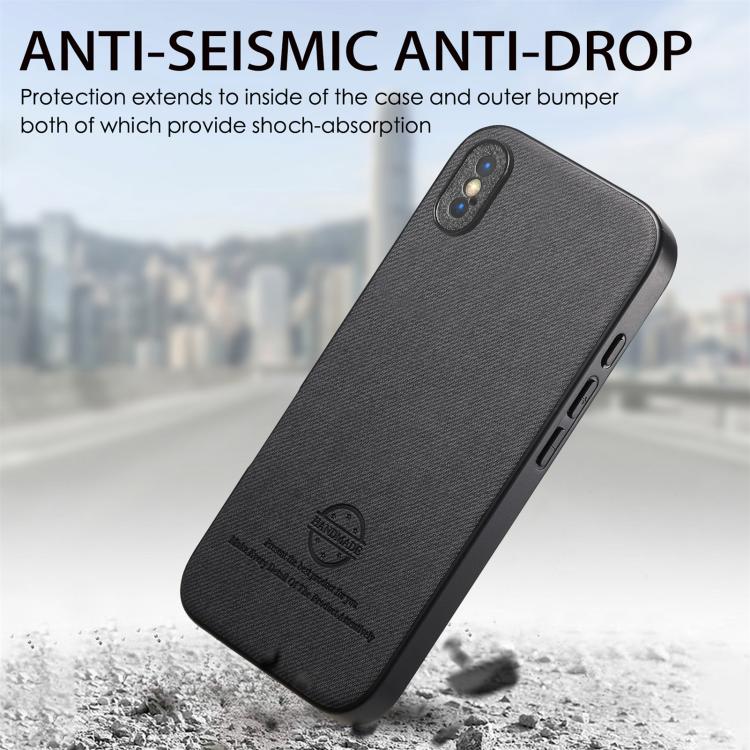 For iPhone X / XS Twill Fabric Leather Skin Back Phone Case