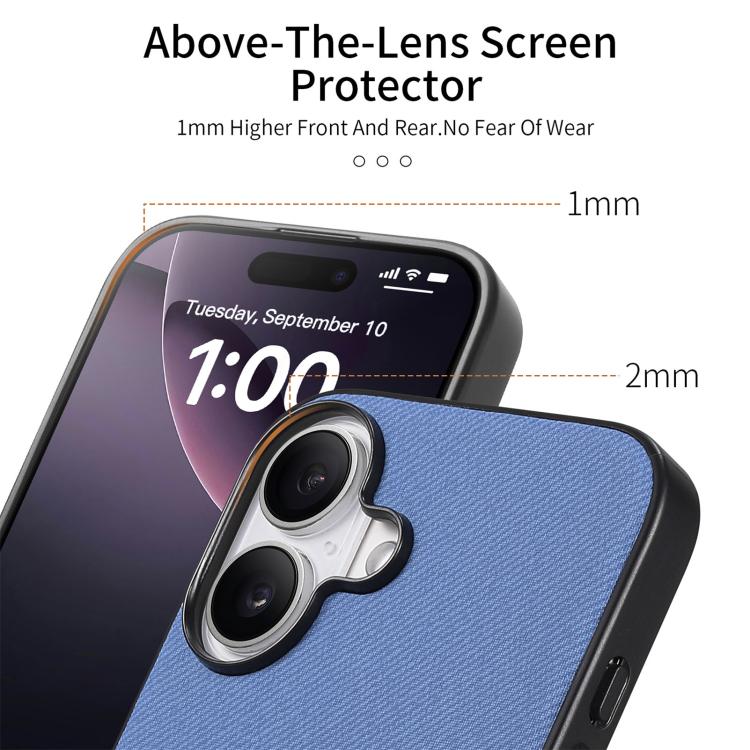 For iPhone 17 Twill Fabric Leather Skin Back Phone Case