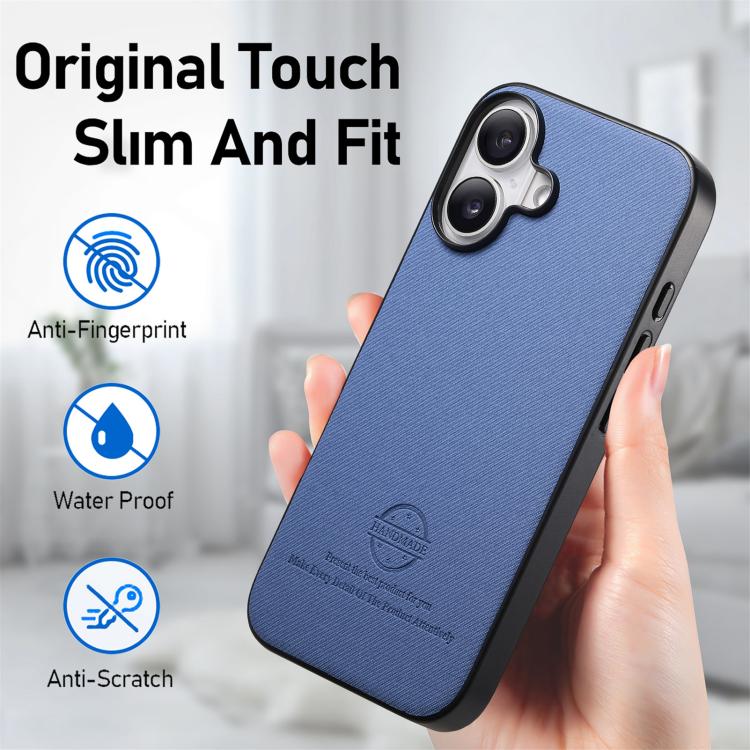 For iPhone 17 Twill Fabric Leather Skin Back Phone Case