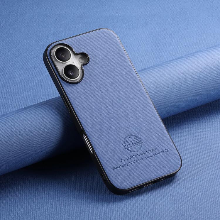 For iPhone 17 Twill Fabric Leather Skin Back Phone Case