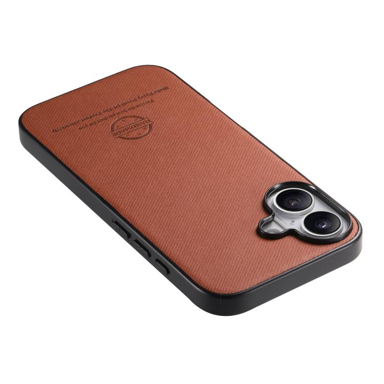 For iPhone 17 Twill Fabric Leather Skin Back Phone Case