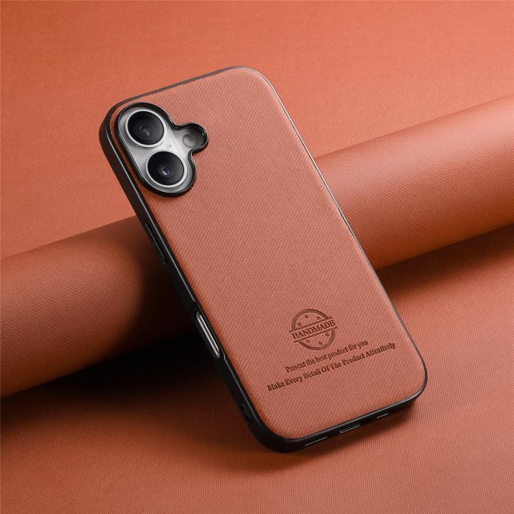 For iPhone 17 Twill Fabric Leather Skin Back Phone Case