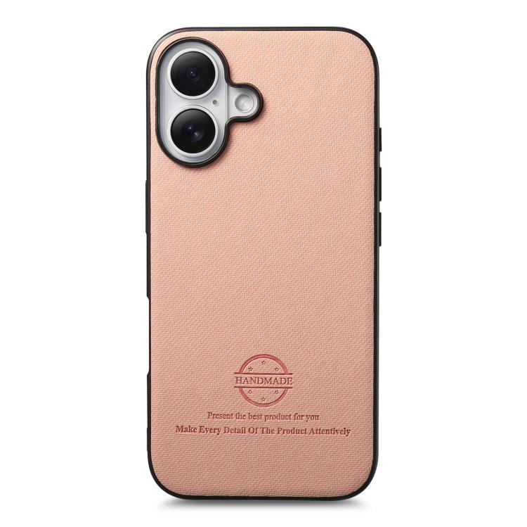 For iPhone 17 Twill Fabric Leather Skin Back Phone Case