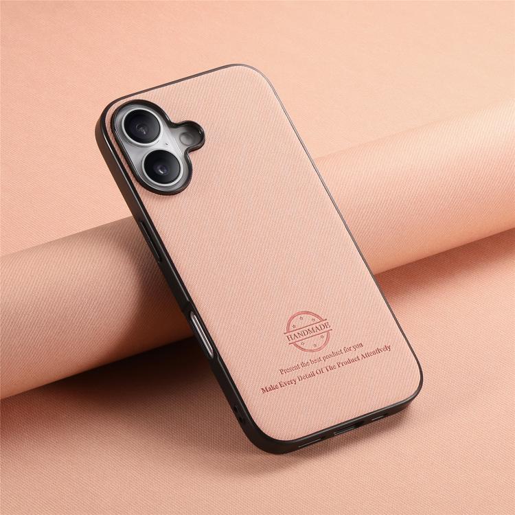 For iPhone 17 Twill Fabric Leather Skin Back Phone Case
