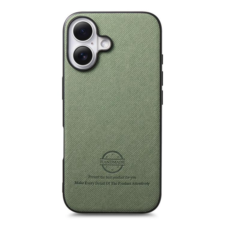 For iPhone 17 Twill Fabric Leather Skin Back Phone Case