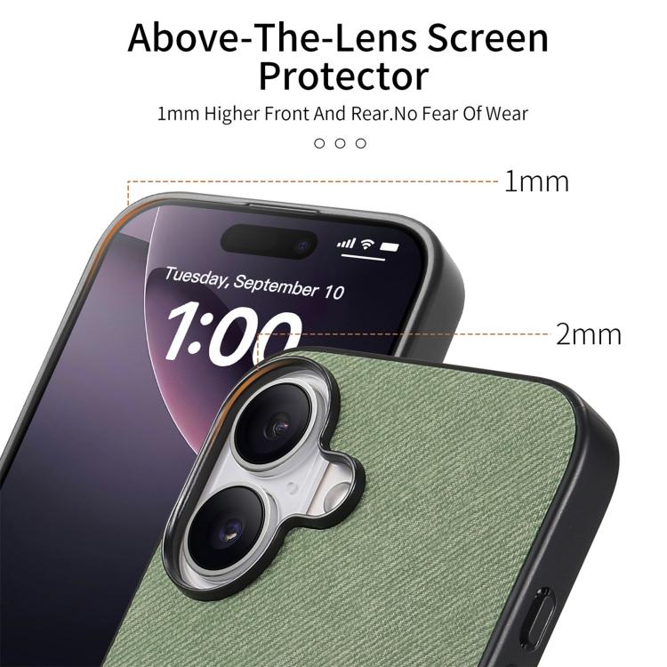 For iPhone 17 Twill Fabric Leather Skin Back Phone Case