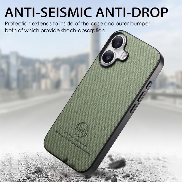 For iPhone 17 Twill Fabric Leather Skin Back Phone Case