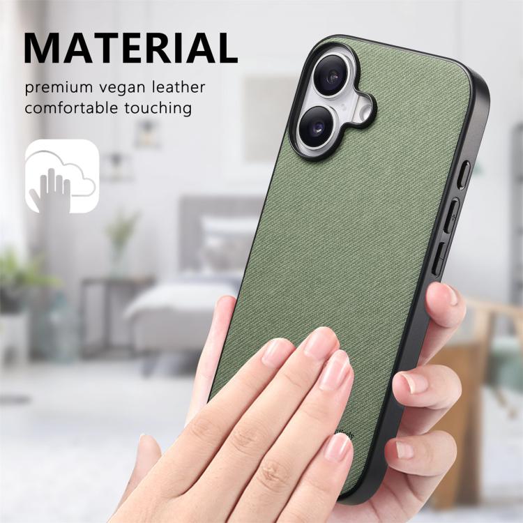 For iPhone 17 Twill Fabric Leather Skin Back Phone Case