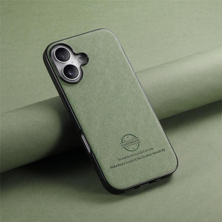 For iPhone 17 Twill Fabric Leather Skin Back Phone Case