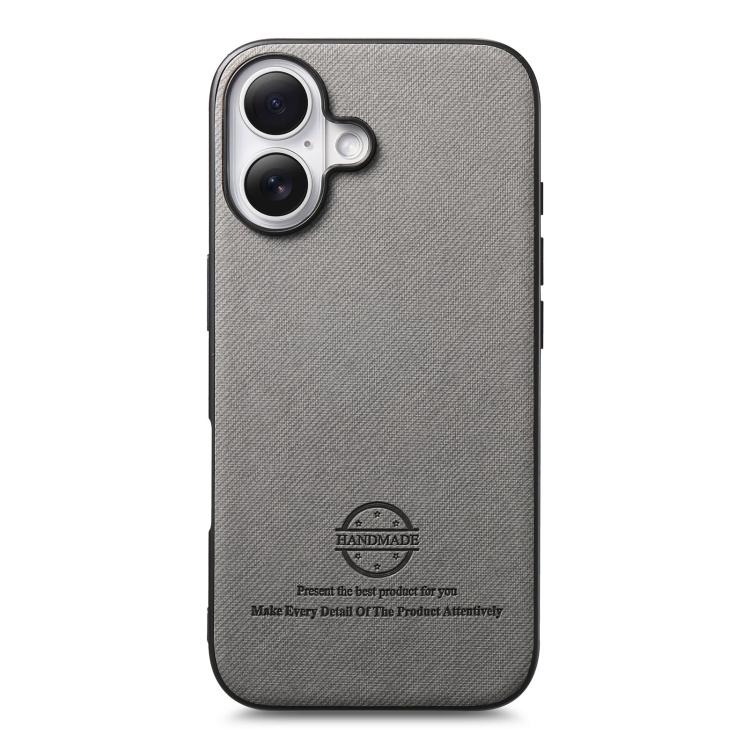 For iPhone 17 Twill Fabric Leather Skin Back Phone Case