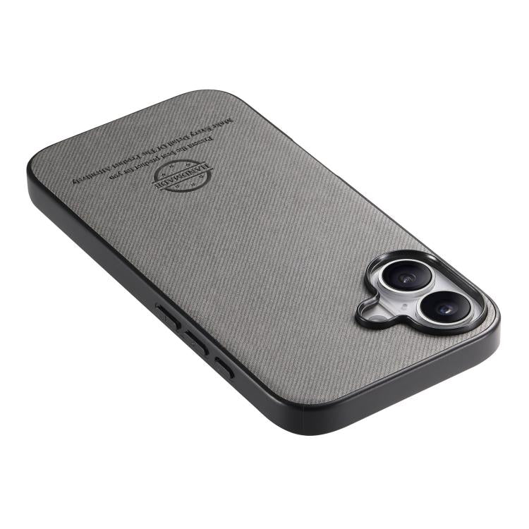For iPhone 17 Twill Fabric Leather Skin Back Phone Case