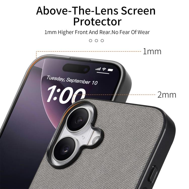 For iPhone 17 Twill Fabric Leather Skin Back Phone Case