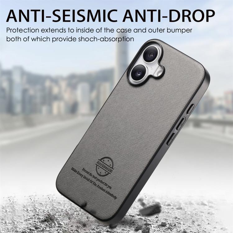 For iPhone 17 Twill Fabric Leather Skin Back Phone Case