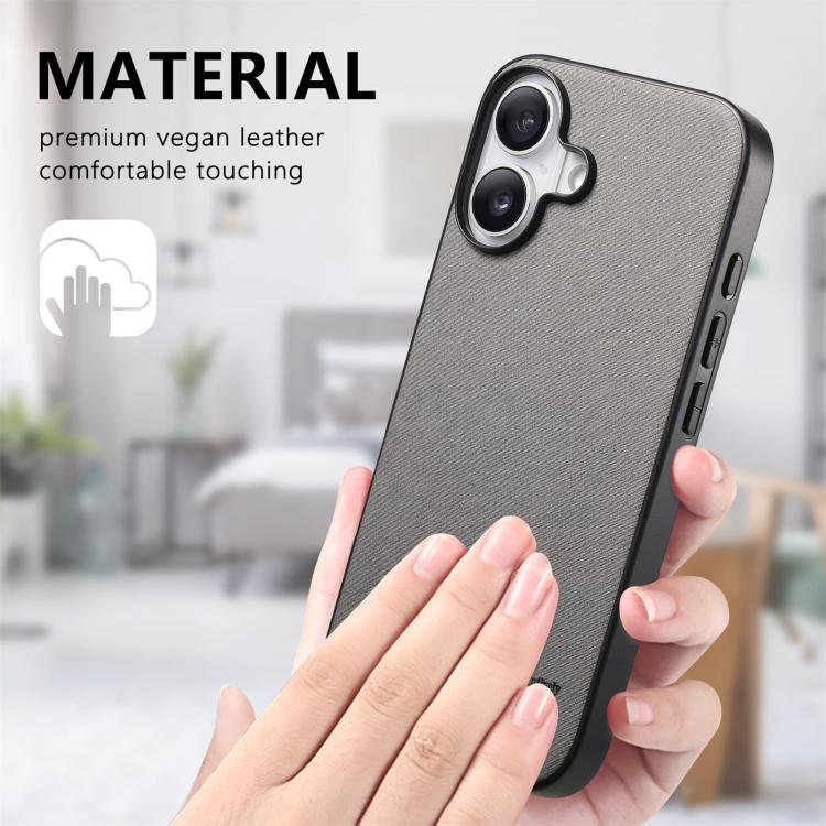 For iPhone 17 Twill Fabric Leather Skin Back Phone Case